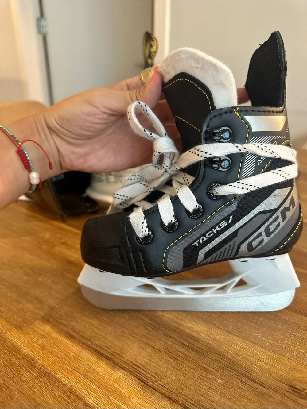CCM Kids Black and White Ice Hockey Skates